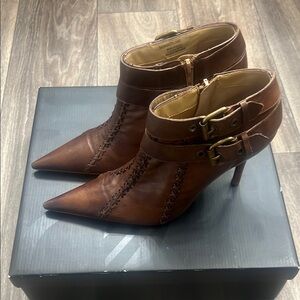 Carlos by Carlos Santana Tan Leather Ankle Boots